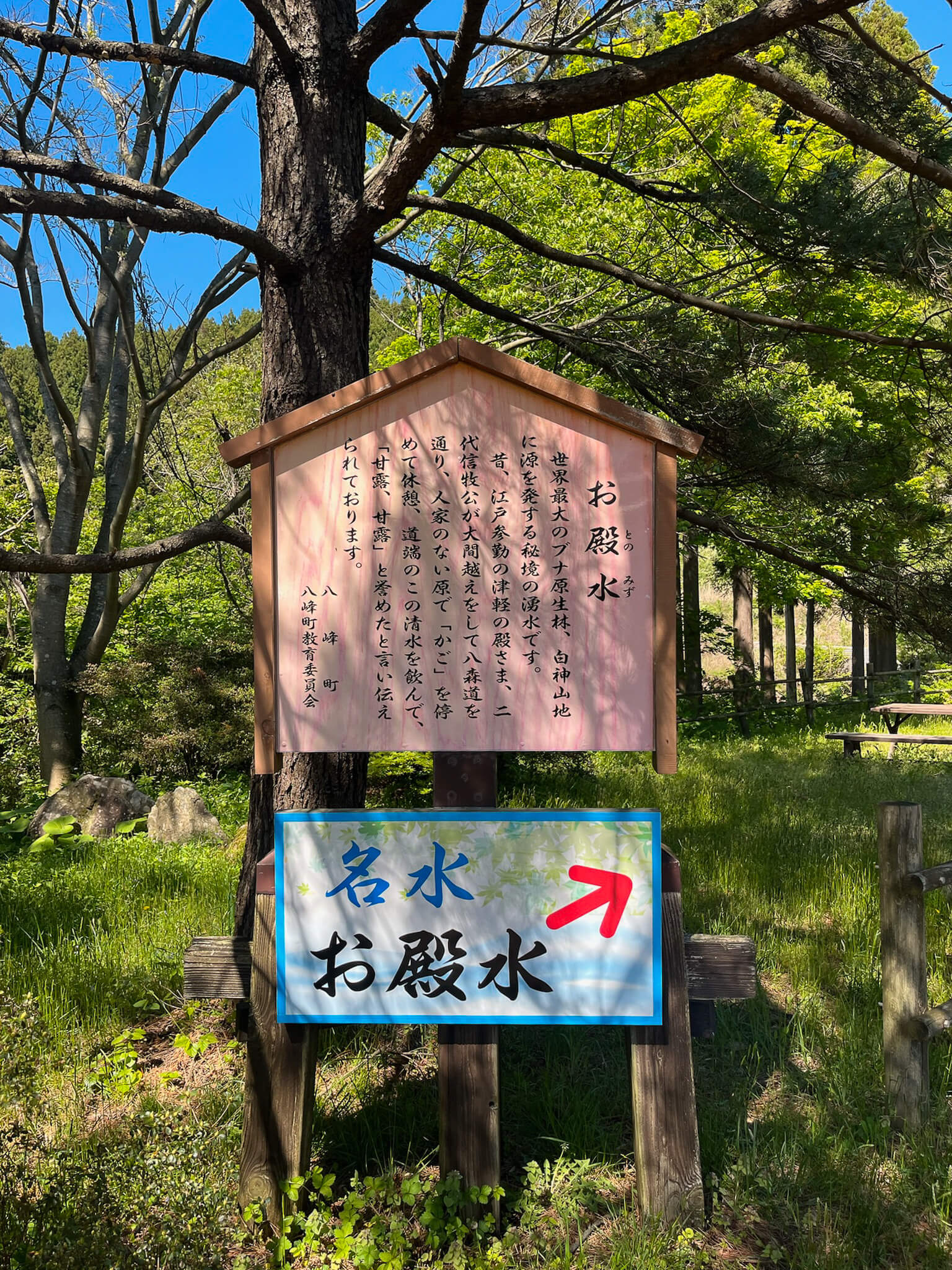 湧水の説明看板